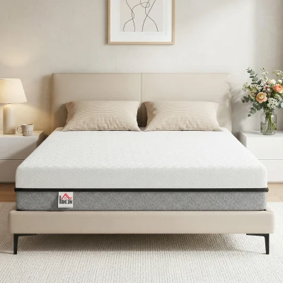 HOMCOM Saltea 140x200cm H3 mediu-firmă 20 cm Înălțime Ergonomică, Respirantă din spumă memory cu gel, OEKO-TEX & CertiPUR