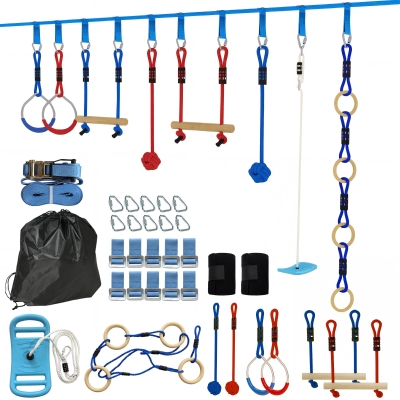 AIYAPLAY Ninja Line 10m Slackline Enfants 9pcs Balançoire Multicolore