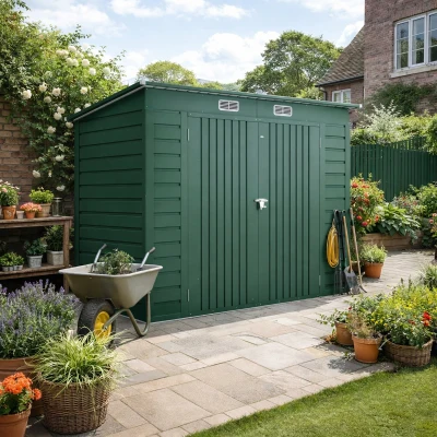 Outsunny Galvanised Steel Shed Green 3.7x7.9ft