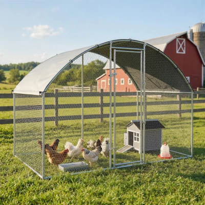 PawHut Gallinero para Exterior 2,8x1,7x1,9 m Cubierta de Tela Oxford Anti-UV Impermeable Pestillos para 5-8 Gallinas Plata