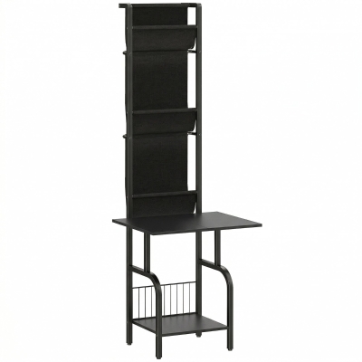 HOMCOM Vinyl Record Player Stand with Storage Shelf Black
