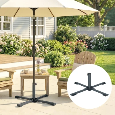 Outsunny Sonnenschirmständer Klappbarer Schirmständer Rohrdurchmesser 38 und 48 mm Kreuzständer für Sonnenschirme, Dunkelgrau