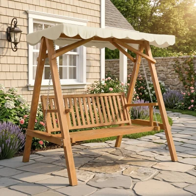 Outsunny Dondolo da giardino 162cm x 130cm x 185cm Color Legno