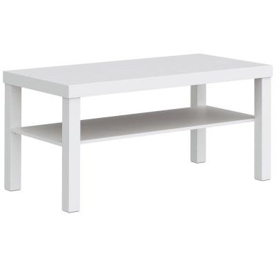 HOMCOM Mesa de Centro Mesa de Café para Salón con Estante Abierto Tablero Grueso para Salón Oficina 90x45x44,5 cm Blanco