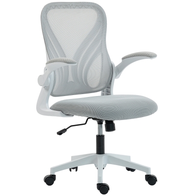 HOMCOM Chaise Bureau Ergonomique Maille Dossier Rabattable Gris