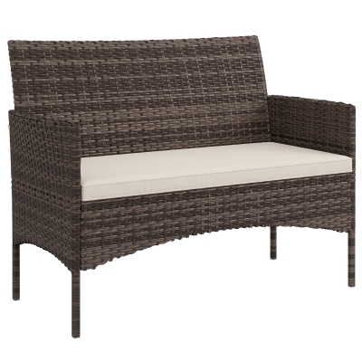 Outsunny Divano da Giardino 2 Posti con Cuscini e Tappetini Beige