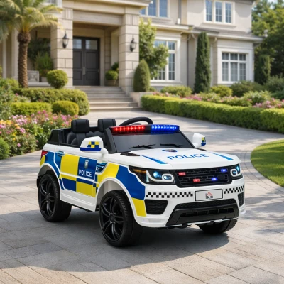 HOMCOM Kids Electric Police Car 12V Remote Control White