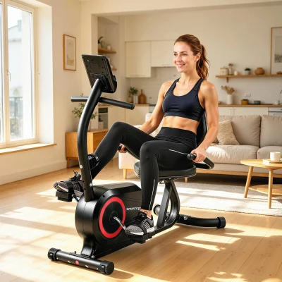 SPORTNOW Vélo Couché Magnétique 8 Niveaux Résistance LCD Maison