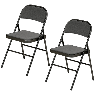HOMCOM Chaises Salle à Manger Pliantes Acier Noir Lot de 2