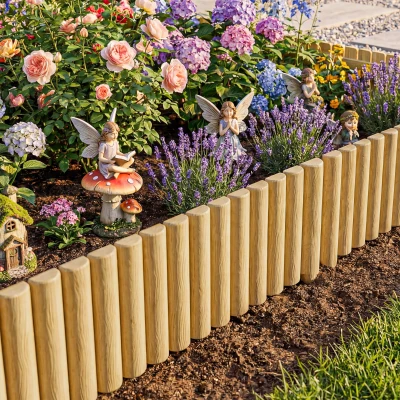 Outsunny Valla de Jardín de Madera Panel Decorativo Resistente y Fácil de Instalar para Patio Césped Camino 176x38 cm Natural