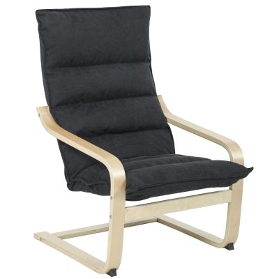 HOMCOM Sillón de Salón Moderno con Respaldo Alto Acolchado Patas de Madera y Tapizado en Terciopelo 67x83x105 cm Negro