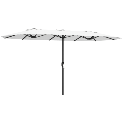 Outsunny Sombrilla Doble de Jardín 4,6x2,6 m con Manivela Manual Protección UV50+ Funda Resistente al Agua Blanco