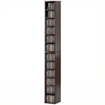 HOMCOM Lot 2 Étagères Rangement CD-DVD 12 Compartiments Marron