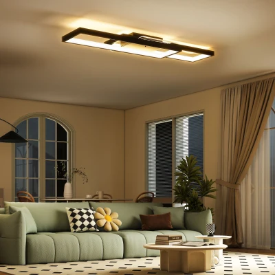 HOMCOM LED Ceiling Light Dimmable Remote Black