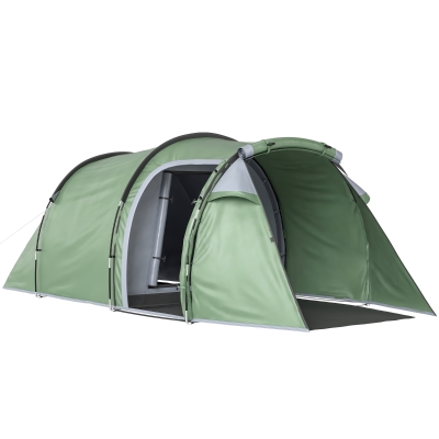Outsunny Tenda da Campeggio 2-4 Posti Impermeabile Verde Scuro