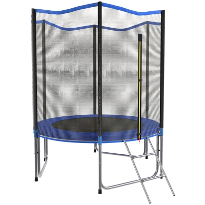 SPORTNOW Trampoline Enfant Ø183cm Extérieur Filet Sécurité Bleu