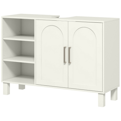 HOMCOM Meuble Sous Lavabo Salle de Bain Crème 90x30x63 cm