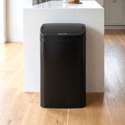 HOMCOM Sensor Bin 48L Galvanised Steel Black