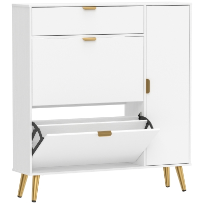 Dulap pentru Pantofi Slim pentru 12 Perechi, Alb