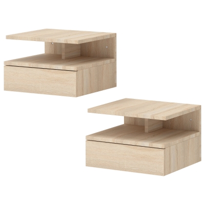 HOMCOM Tables de Chevet Murales Chêne avec Tiroir 35x32x22,5cm