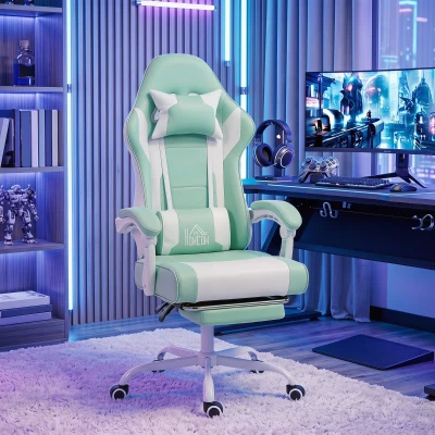 HOMCOM Sedia Gaming 63x66x134 cm Azzurro chiaro