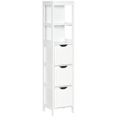 HOMCOM Narrow Bathroom Cabinet with Drawers White 141.6cm
