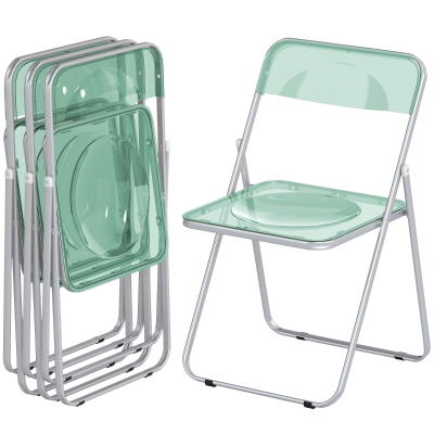 HOMCOM Chaises Pliantes Acrylique Transparentes Vert Ensemble 4