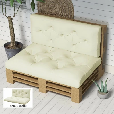 Outsunny Cuscini da Giardino 120 x 80 x 12 cm Crema