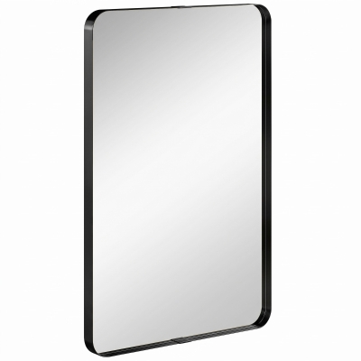 HOMCOM Wall-Mounted Bathroom Mirror Aluminium 90x60cm Black