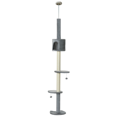 PawHut Cat Tree Condo Activity Centre Light Grey