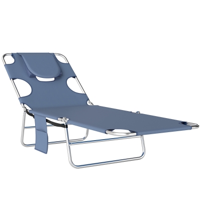 Outsunny Foldable Sun Lounger Grey with Adjustable Backrest