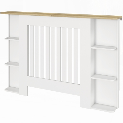 HOMCOM Couvre-Radiateur Moderne MDF Blanc 124x19x83 cm