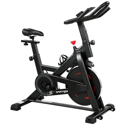 SPORTNOW Bicicleta Estática para Casa com APP Resistência Magnética Ajustável Ecrã LCD Assento e Guiador Ajustáveis Rodas