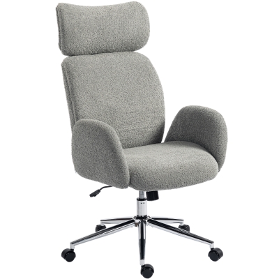 HOMCOM Chaise Bureau Ergonomique Gris Foncé Appuie-tête Réglable