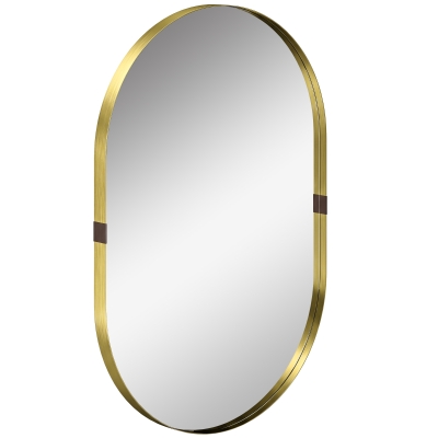 HOMCOM Wall-Mounted Bathroom Mirror Aluminium 60x90cm Gold