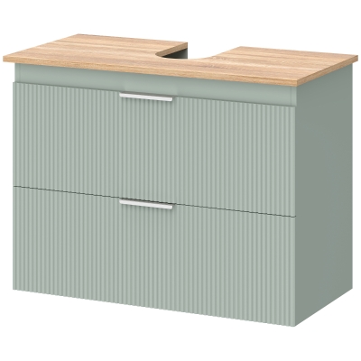 HOMCOM Meuble Sous Lavabo Moderne 2 Tiroirs Vert Bois 80x40x60cm