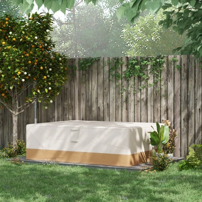 Outsunny Capa Protetora para Móveis de Jardim 270x200x78cm  Tecido Oxford 600D Impermeável Cobertura para Sofás Mesas Exterior com 4 Ventilações 5 Alças Cordão de Tração Bege