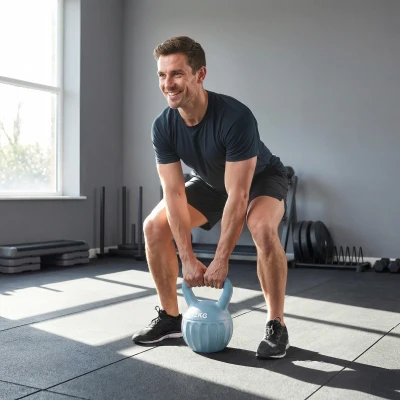 SPORTNOW Kettlebell 12kg Bleu Poignée Antidérapante Musculation