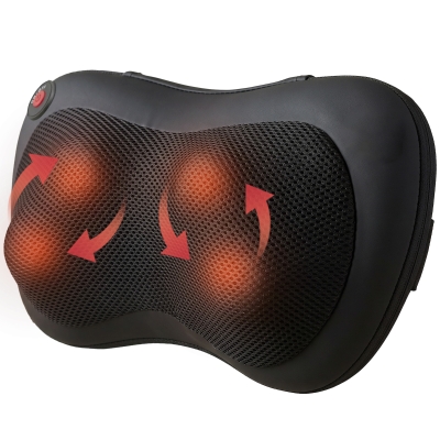 HOMCOM Coussin Massage Shiatsu Chauffant 4 Nœuds Rotatif 3D