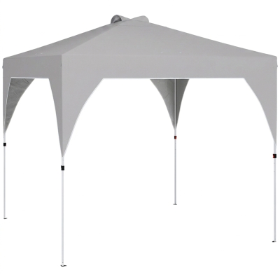 Outsunny Tenda Dobrável 3x3 m Pop-up Tenda de Jardim com Bloqueio Central UPF50+ Altura Ajustável 3 Níveis Bolsa de Transporte Cinza