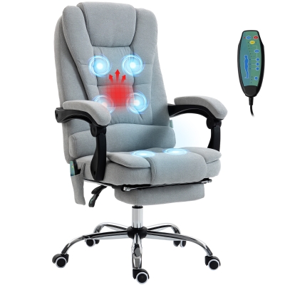 Vinsetto Fauteuil Bureau Massant Chauffant Réglable Gris