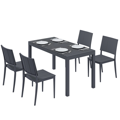 Outsunny Salon Jardin 4 Pers Chaises Empilables Gris Anthracite