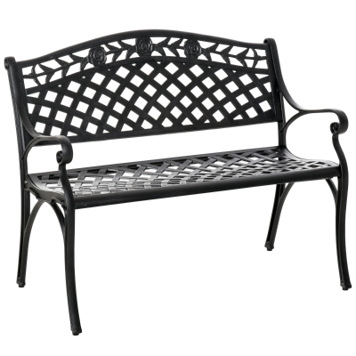 Outsunny Panchina da giardino 102,5cm x 61cm x 84cm Nero