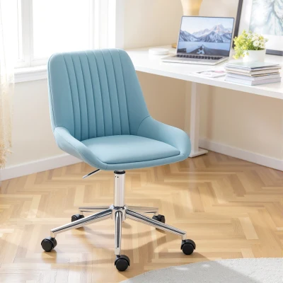 HOMCOM Sedia per Scrivania ad Altezza Regolabile in Silicone Blu