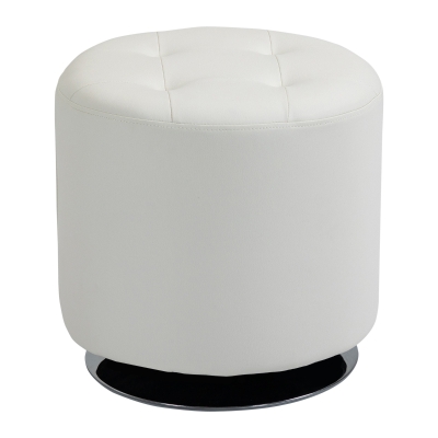 HOMCOM Repose-Pied Pivotant PU Blanc Ø45,5x44,5cm Acier