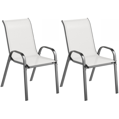 Outsunny 2 Sedie da Giardino Impilabili 54x71x93 cm Grigio Chiaro