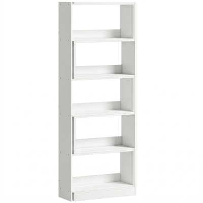 HOMCOM Estante Expansível 5 Níveis Estante para Livros Giratória 350° Largura Ajustável Convertível em L Reta ou Compacta 111,5x23,8x163,7 cm Branco