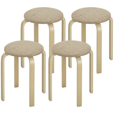 HOMCOM Tabourets Modernes Empilables Ronds Sans Dossier Kaki x4