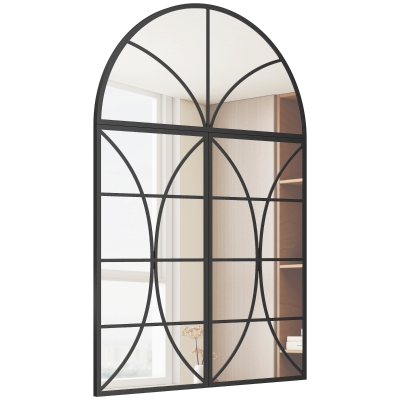 HOMCOM Miroir Mural Arqué 80x120cm Lot de 3 Métal Noir