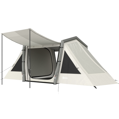 Outsunny Aufblasbares Zelt 4 Personen Schneller Aufbau Outdoor Zelt für Camping mit 2 Schlafzimmern Vorraum Fenster